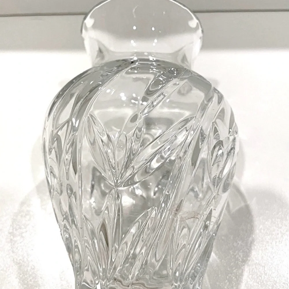 Vintage Leaded Crystal Etched Vase | Source Unknown | Heavy! | EUC